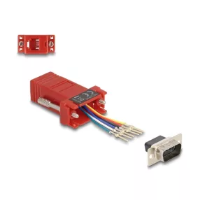   Delock D-Sub 9-tűs dugó   RJ12 anya összekötő adapter piros (DL-67074)