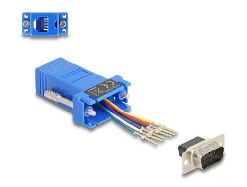 Delock D-Sub 9-tűs dugó   RJ12 anya összekötő adapter kék (DL-67075)