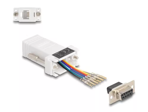 Delock D-Sub 9-tűs anya   RJ12 anya összekötő adapter fehér (DL-67078)
