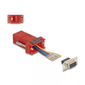   Delock D-Sub 9-tűs anya   RJ12 anya összekötő adapter piros (DL-67079)