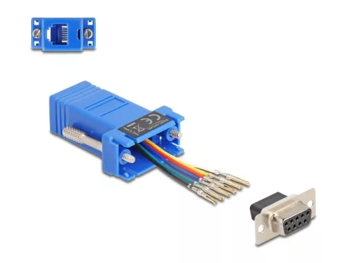 Delock D-Sub 9-tűs anya   RJ12 anya összekötő adapter kék (DL-67080)
