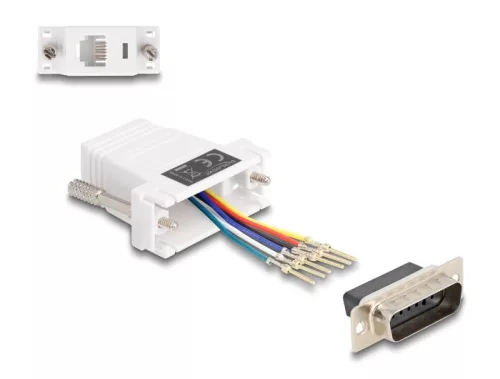 Delock D-Sub 15-tűs dugó   RJ12 anya összekötő adapter fehér (DL-67083)