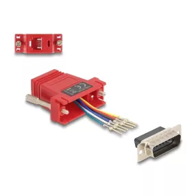   Delock D-Sub 15-tűs dugó   RJ12 anya összekötő adapter piros (DL-67084)