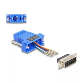   Delock D-Sub 15-tűs dugó   RJ12 anya összekötő adapter kék (DL-67085)