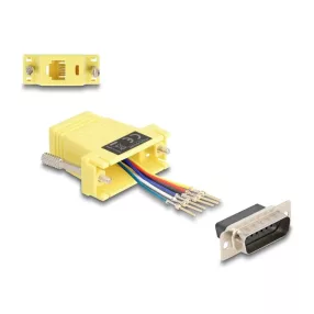   Delock D-Sub 15-tűs dugó   RJ12 anya összekötő adapter sárga (DL-67086)