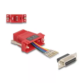   Delock D-Sub 15-tűs anya   RJ12 anya összekötő adapter piros (DL-67089)