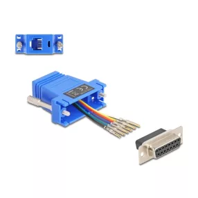   Delock D-Sub 15-tűs anya   RJ12 anya összekötő adapter kék (DL-67090)