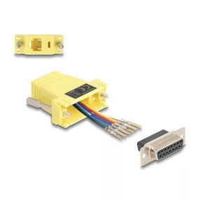   Delock D-Sub 15-tűs anya   RJ12 anya összekötő adapter sárga (DL-67091)
