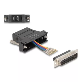   Delock D-Sub 25-tűs dugó   RJ12 anya összekötő adapter fekete (DL-67092)
