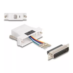   Delock D-Sub 25-tűs dugó   RJ12 anya összekötő adapter fehér (DL-67093)