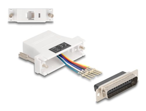 Delock D-Sub 25-tűs dugó   RJ12 anya összekötő adapter fehér