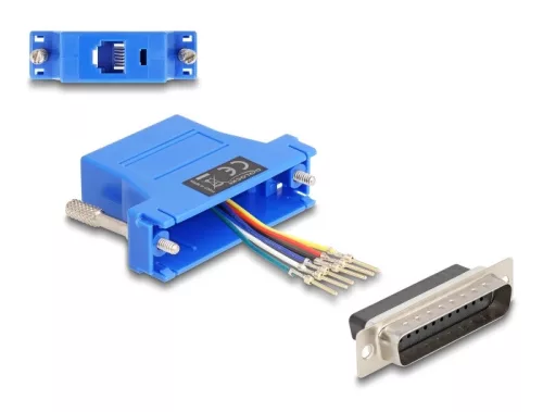 Delock D-Sub 25-tűs dugó   RJ12 anya összekötő adapter kék (DL-67095)
