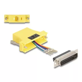   Delock D-Sub 25-tűs dugó   RJ12 anya összekötő adapter sárga (DL-67096)