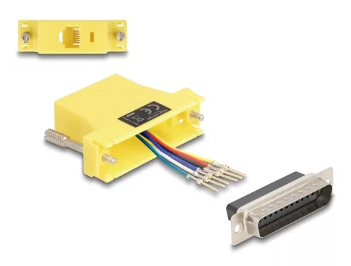 Delock D-Sub 25-tűs dugó   RJ12 anya összekötő adapter sárga (DL-67096)