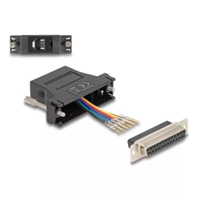   Delock D-Sub 25-tűs anya   RJ12 anya összekötő adapter fekete (DL-67097)