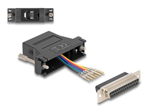Delock D-Sub 25-tűs anya   RJ12 anya összekötő adapter fekete