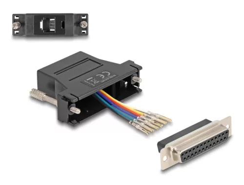Delock D-Sub 25-tűs anya   RJ12 anya összekötő adapter fekete (DL-67097)