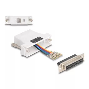   Delock D-Sub 25-tűs anya   RJ12 anya összekötő adapter fehér (DL-67098)