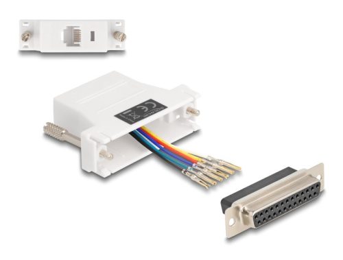 Delock D-Sub 25-tűs anya   RJ12 anya összekötő adapter fehér