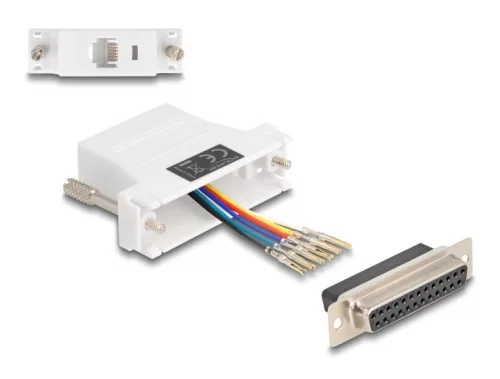 Delock D-Sub 25-tűs anya   RJ12 anya összekötő adapter fehér (DL-67098)