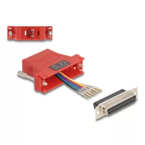   Delock D-Sub 25-tűs anya   RJ12 anya összekötő adapter piros (DL-67099)