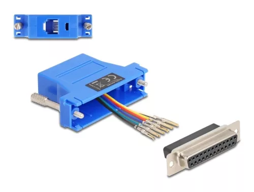 Delock D-Sub 25-tűs anya   RJ12 anya összekötő adapter kék (DL-67100)
