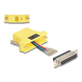   Delock D-Sub 25-tűs anya   RJ12 anya összekötő adapter sárga (DL-67101)