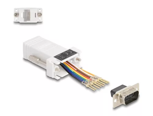 Delock D-Sub 9-tűs dugó   RJ45 anya összekötő adapter fehér (DL-67102)