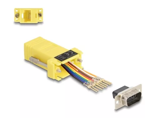 Delock D-Sub 9-tűs dugó   RJ45 anya összekötő adapter sárga (DL-67104)