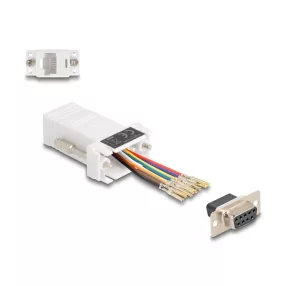   Delock D-Sub 9-tűs anya   RJ45 anya összekötő adapter fehér (DL-67105)