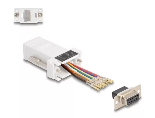Delock D-Sub 9-tűs anya   RJ45 anya összekötő adapter fehér (DL-67105)