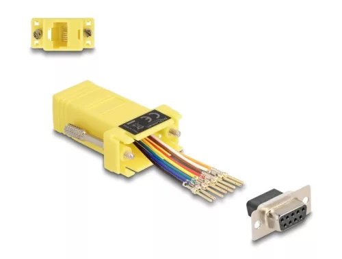 Delock D-Sub 9-tűs anya   RJ45 anya összekötő adapter sárga (DL-67107)