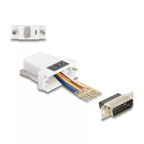   Delock D-Sub 15-tűs dugó   RJ45 anya összekötő adapter fehér (DL-67108)
