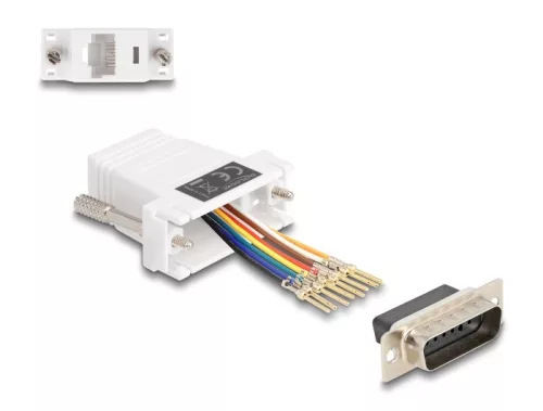 Delock D-Sub 15-tűs dugó   RJ45 anya összekötő adapter fehér (DL-67108)