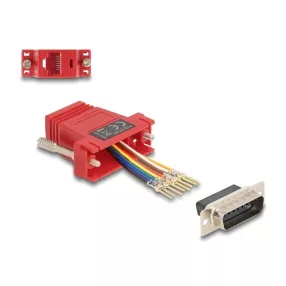   Delock D-Sub 15-tűs dugó   RJ45 anya összekötő adapter piros (DL-67109)