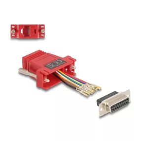   Delock D-Sub 15-tűs anya   RJ45 anya összekötő adapter piros (DL-67112)