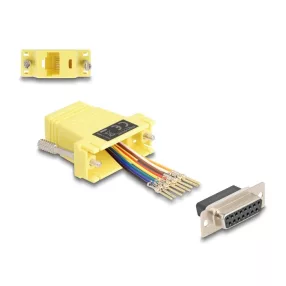   Delock D-Sub 15-tűs anya   RJ45 anya összekötő adapter sárga (DL-67113)