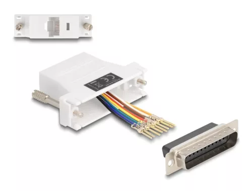 Delock D-Sub 25-tűs dugó   RJ45 anya összekötő adapter fehér (DL-67114)