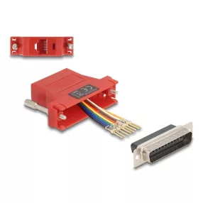   Delock D-Sub 25-tűs dugó   RJ45 anya összekötő adapter piros (DL-67115)