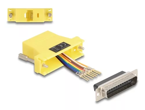 Delock D-Sub 25-tűs dugó   RJ45 anya összekötő adapter sárga (DL-67116)