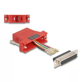   Delock D-Sub 25-tűs anya   RJ45 anya összekötő adapter piros (DL-67118)