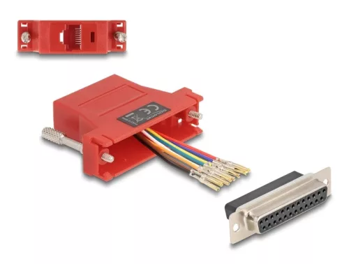Delock D-Sub 25-tűs anya   RJ45 anya összekötő adapter piros (DL-67118)