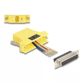   Delock D-Sub 25-tűs anya   RJ45 anya összekötő adapter sárga (DL-67119)