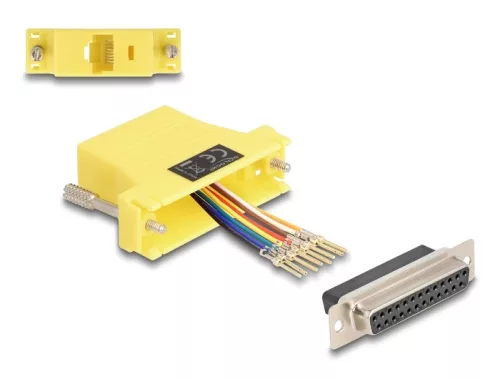 Delock D-Sub 25-tűs anya   RJ45 anya összekötő adapter sárga (DL-67119)