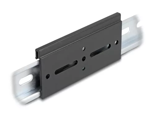 Delock Alumínium beépítő csipesz DIN sínhez 100,0 x 47,8 mm ezüst fekete (DL-67149)