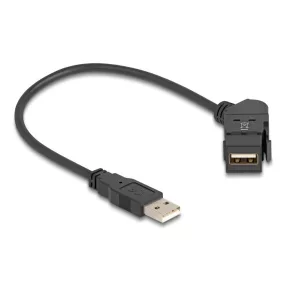   Delock USB 2.0 A-típusú panel tartó anya 45 -ban hajlított   A-típusú apa 30 cm kábellel, fekete (DL-67151)