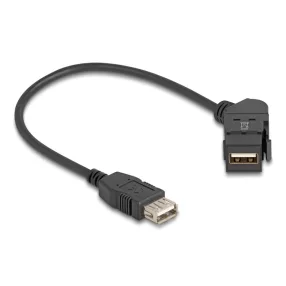   Delock USB 2.0 A-típusú panel tartó anya 45 -ban hajlított   A-típusú anya 30 cm kábellel fekete (DL-67152)