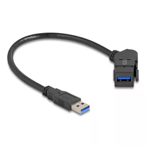   Delock USB 5 Gbps A-típusú panel tartó anya 45 -ban hajlított   A-típusú apa 30 cm kábellel, fekete (DL-67153)