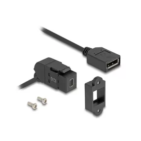   Delock Mini DisplayPort panel tartó anya - DisplayPort anya 45 -ban hajlított 30 cm kábellel 8K 30 Hz fekete (DL-67155)