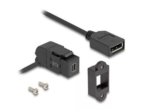 Delock Mini DisplayPort panel tartó anya - DisplayPort anya 45 -ban hajlított 30 cm kábellel 8K 30 Hz fekete (DL-67155)